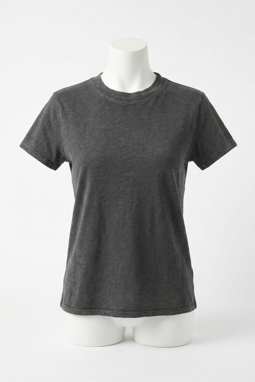 NEW BE COOL leona classic cut acid wash cotton tee in charcoal